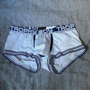 Andrew Christian Trophy Boy White Mesh Briefs Size Large New